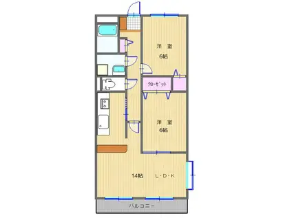 生形マンション(2LDK/1階)の間取り写真