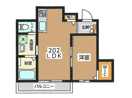 パークイースト下馬(1LDK/2階)の間取り写真