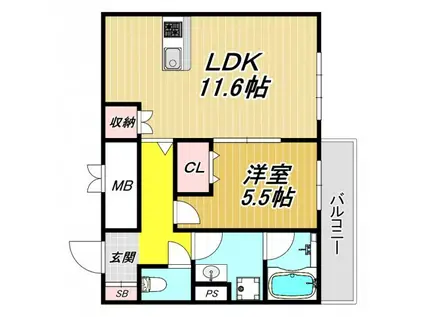 BARON GARDEN 武庫之荘(1LDK/1階)の間取り写真