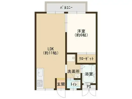 辻井マンション(1LDK/2階)の間取り写真