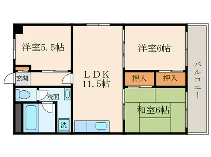 シティハイツ立花I(3LDK/2階)の間取り写真