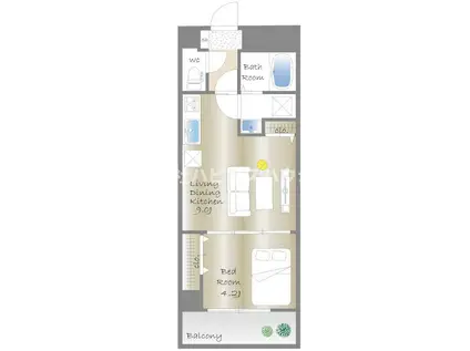 LEVICIA BLDG.II(1LDK/3階)の間取り写真