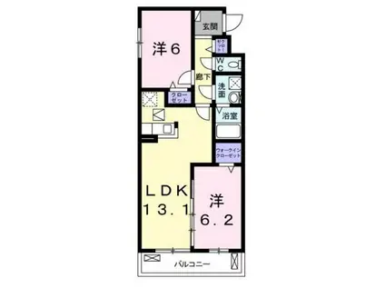 ソレアードII(2LDK/1階)の間取り写真