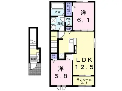 グランステラ(2LDK/2階)の間取り写真