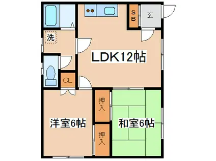 シャルムSOI10(2LDK/2階)の間取り写真