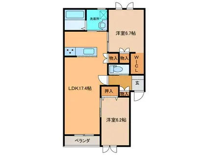 BK-1(2LDK/1階)の間取り写真