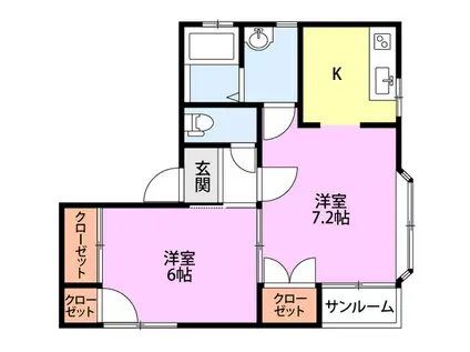 クラルテ(2K/2階)の間取り写真