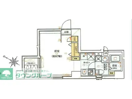 ライジングプレイス月島(ワンルーム/4階)の間取り写真