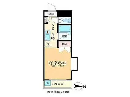 クレセント北山(ワンルーム/1階)の間取り写真