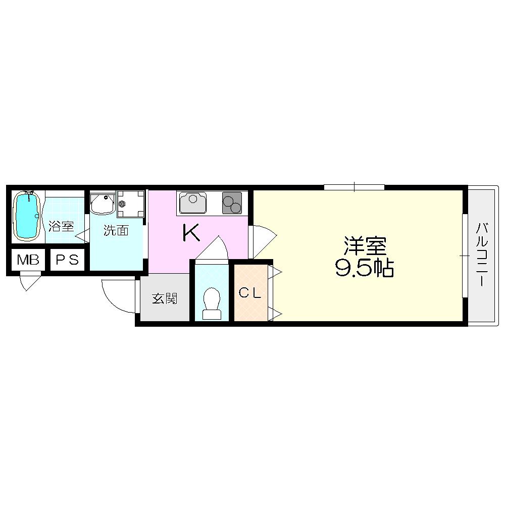 フジパレス東園田(1K/3階)の間取り写真