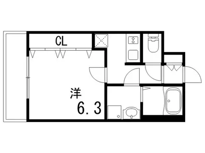 メインステージ ザ ベースフロント(1K/3階)の間取り写真