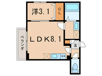 ココングランジューン西宮小松東(1LDK/2階)の間取り写真