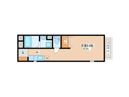 ポルックスハイム(1K/2階)の間取り写真