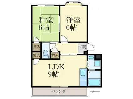 ピースフル21(2LDK/3階)の間取り写真