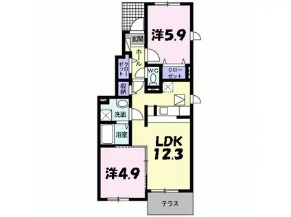 サンリットII(2LDK/1階)の間取り写真