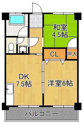マイニチビル(2DK/4階)の間取り写真