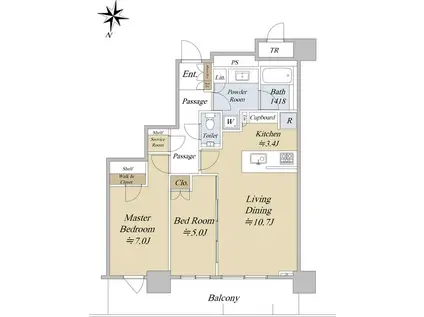 パークタワー西新宿(2LDK/38階)の間取り写真