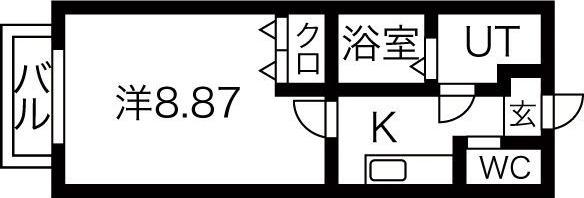 シンセーロ光(1K/2階)の間取り写真
