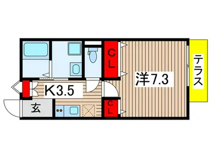 ホワイト カメリア(1K/1階)の間取り写真