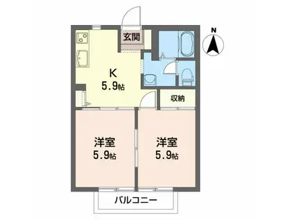 セントレージ立石A(2K/2階)の間取り写真