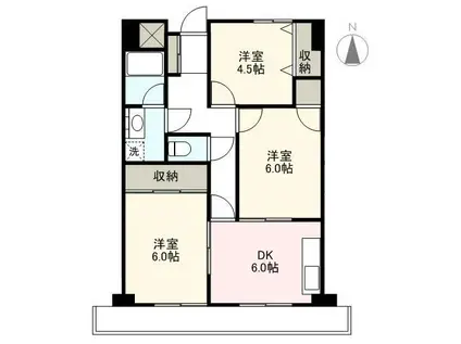 ベルエミナンス桜町マンション(3DK/2階)の間取り写真