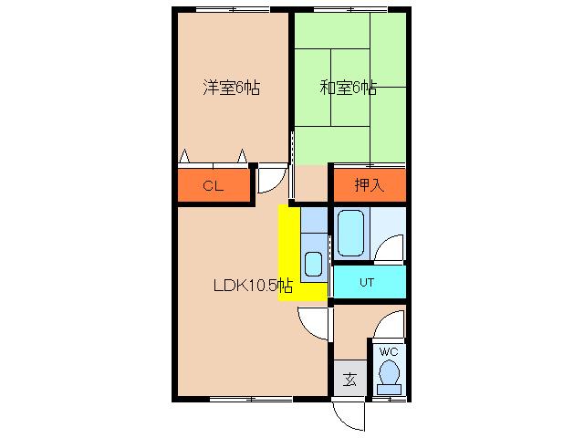 コーポマルモ(2LDK/2階)の間取り写真