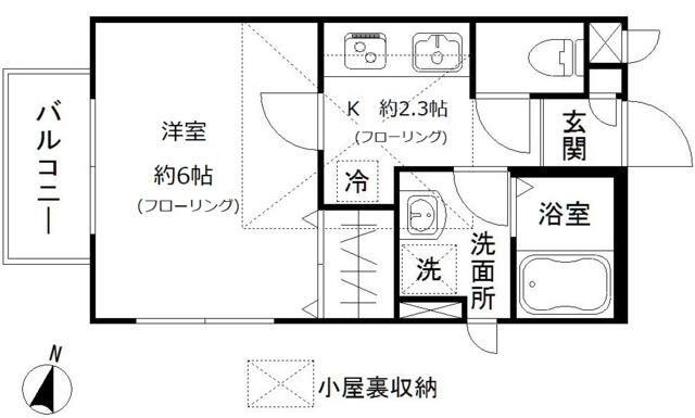 ベルコートアネックス(1K/2階)の間取り写真