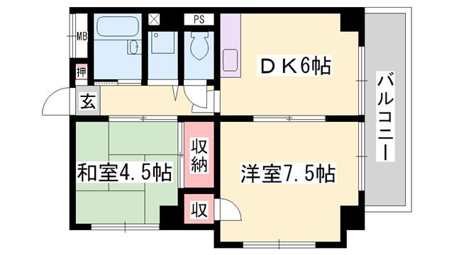 ベルトピア手柄III(2DK/3階)の間取り写真