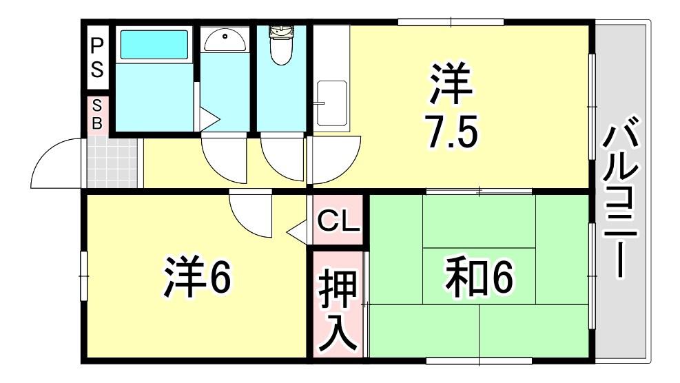 ロイヤル阪神(2LDK/5階)の間取り写真