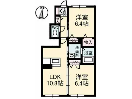  シャーメゾン万々II(2LDK/1階)の間取り写真