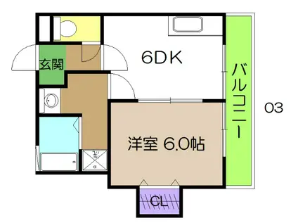 ドルチェ長崎(1DK/3階)の間取り写真