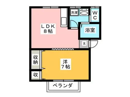 オークハイム(1LDK/2階)の間取り写真