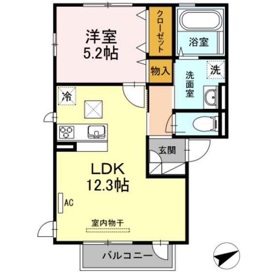 メゾンクレール(1LDK/1階)の間取り写真