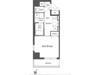 グランデュオ二子多摩川(1K/6階)の間取り写真