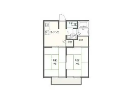 グリーンコーポ(2DK/2階)の間取り写真