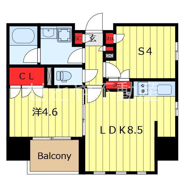 グランエール西日暮里ノース(1SLDK/14階)の間取り写真