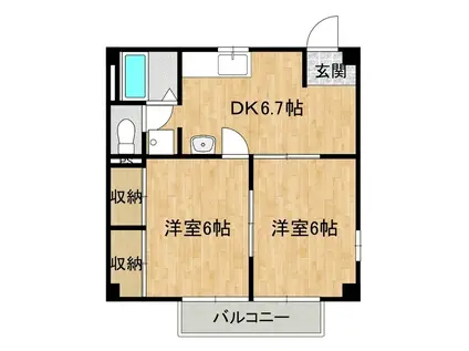 グリーンパークさいとうC(2DK/2階)の間取り写真