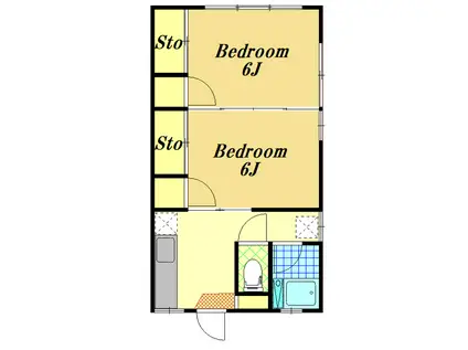 カーサ都町(2K/1階)の間取り写真