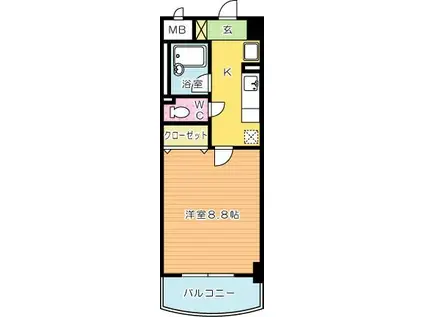 WINGS片野II(1K/13階)の間取り写真