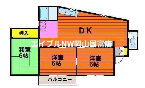 リバーハイツイシダ(3DK/1階)の間取り写真