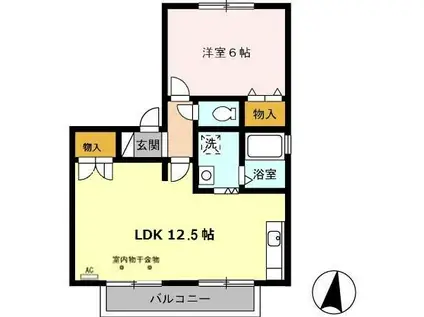 エストハウス B(1LDK/2階)の間取り写真