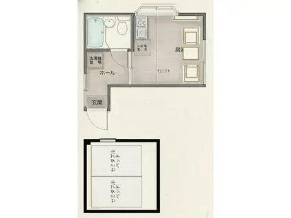 ベルハイム(1K/1階)の間取り写真