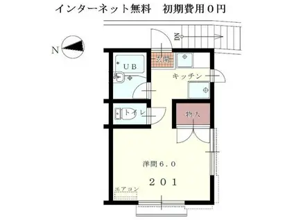 ホワイトヴィラ(1K/2階)の間取り写真
