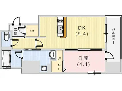 エステムコート新神戸II駅前山手(1LDK/15階)の間取り写真