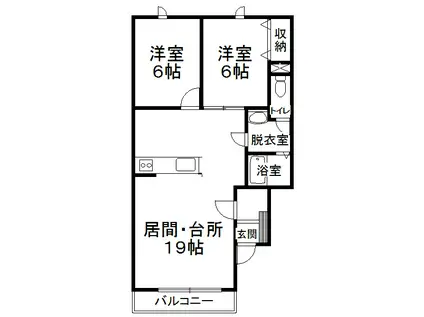 ハイツパークサイドI(2LDK/2階)の間取り写真