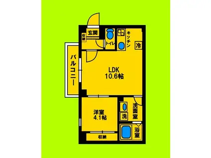 ラフィネ朝日が丘町(1LDK/3階)の間取り写真