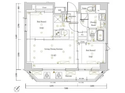 LOG東京スカイツリー(2LDK/10階)の間取り写真