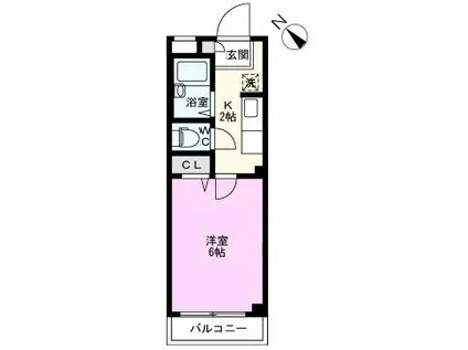 コンフォート千間台(1K/2階)の間取り写真