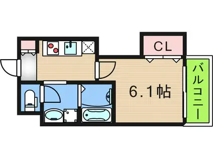 みおつくし岸里II(1K/7階)の間取り写真