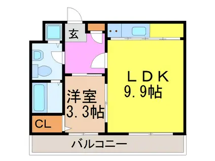 ティーブロッサム(1LDK/3階)の間取り写真